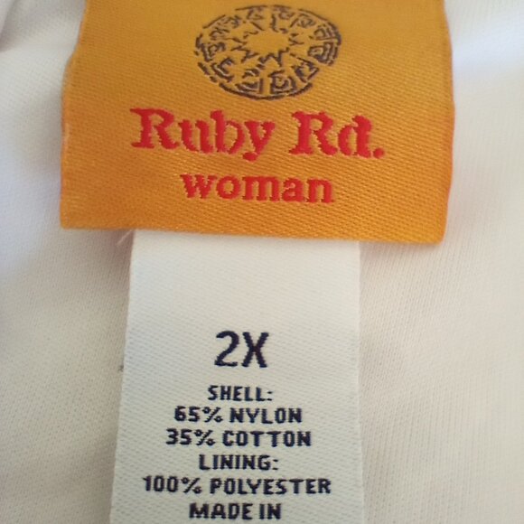 Ruby Rd Dress 2X White Lace Floral Crochet Boho Romantic Fairy Bell Sleeve Lined - Picture 5 of 5